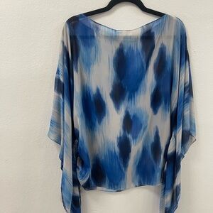Michael kors: Blue and White Sheer Top
